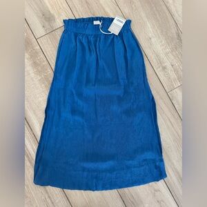 Everlane. NWT. Naia Ripple Fabric Midi Skirt. Size medium. Deep blue